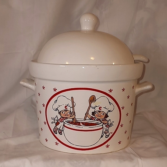 1991 Campbell Soup Company handled soup container crock original lid & ladle - Picture 1 of 7
